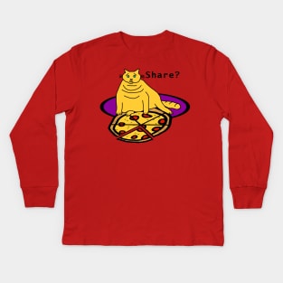 Fat Cat finds Pizza on Pi Day Kids Long Sleeve T-Shirt